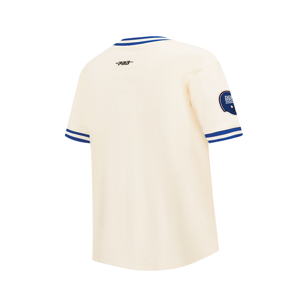 NFL NEW YORK GIANTS RETRO CLASSIC BIG BOY'S SS STRIPED RIB TEE (EGGSHELL/DODGER BLUE)