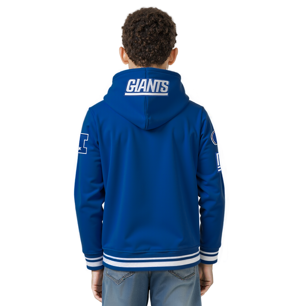 NFL NEW YORK GIANTS RETRO CLASSIC BIG BOYS RIB FLEECE PULLOVER HOODIE (DODGER BLUE)