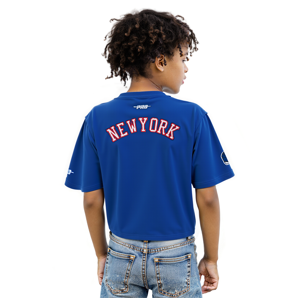 NFL NEW YORK GIANTS CLASSIC BIG GIRLS SHORT SLEEVE BOXY TEE (DODGER BLUE)