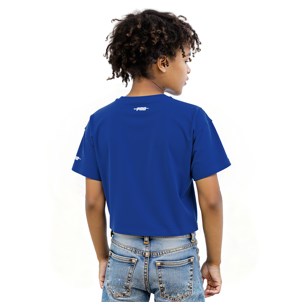 NFL NEW YORK GIANTS RETRO CLASSIC BIG GIRLS SHORT SLEEVE BOXY TEE (DODGER BLUE)