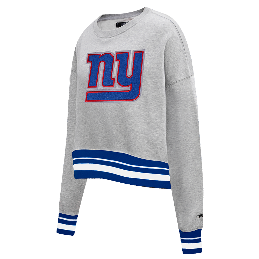 NFL NEW YORK GIANTS MASHUP WOMEN'S RIB CREWNECK (HEATHER GREY/DODGER BLUE)