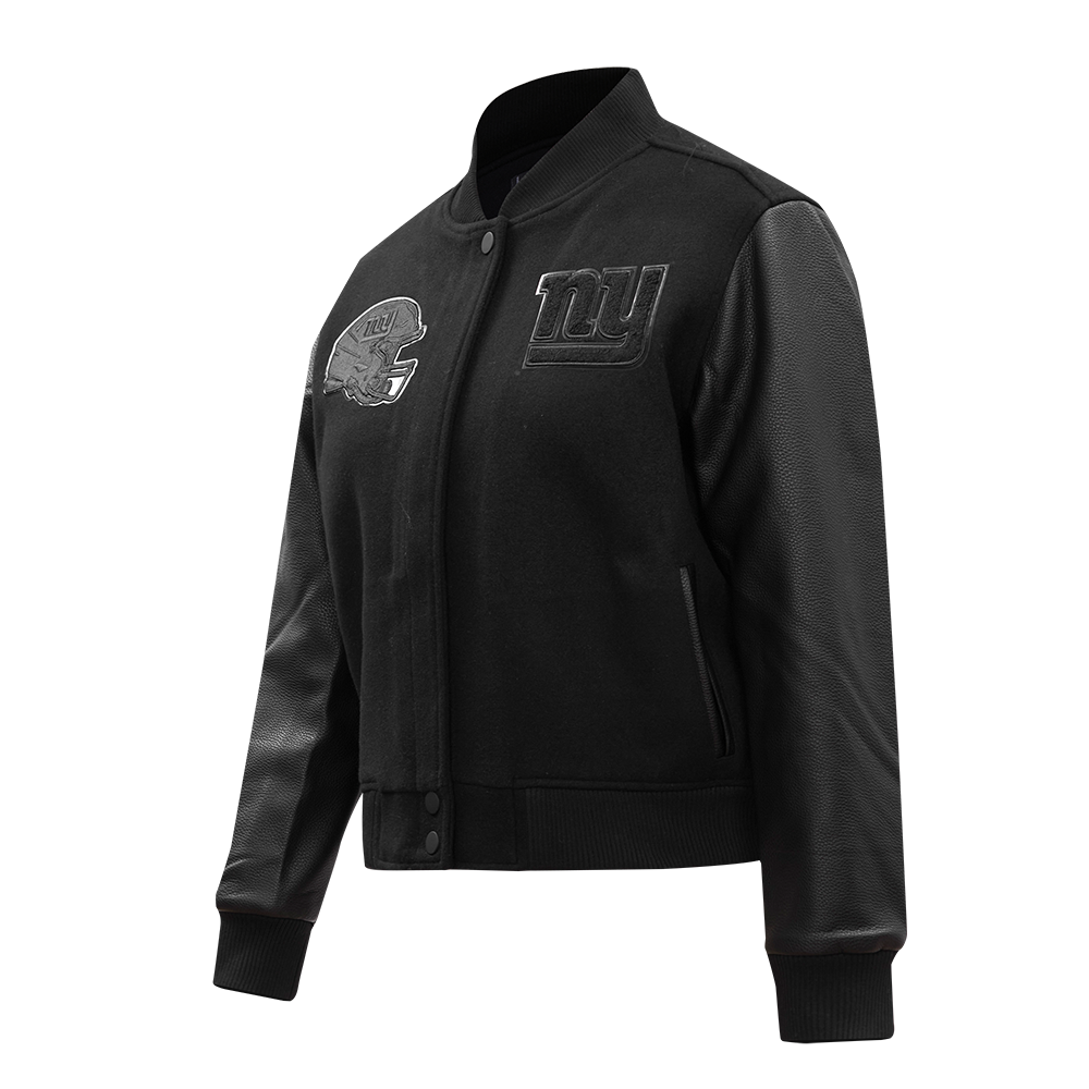 NFL NEW YORK GIANTS TRIPLE BLACK WOMEN'S WOOL VARSITY JACKET (TRIPLE BLACK WOMEN'S)