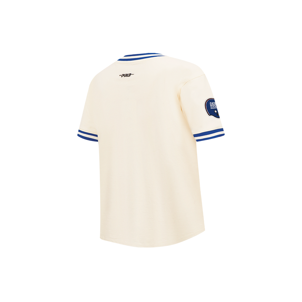 NFL NEW YORK GIANTS RETRO CLASSIC LITTLE BOY'S SS STRIPED RIB TEE (EGGSHELL/DODGER BLUE)