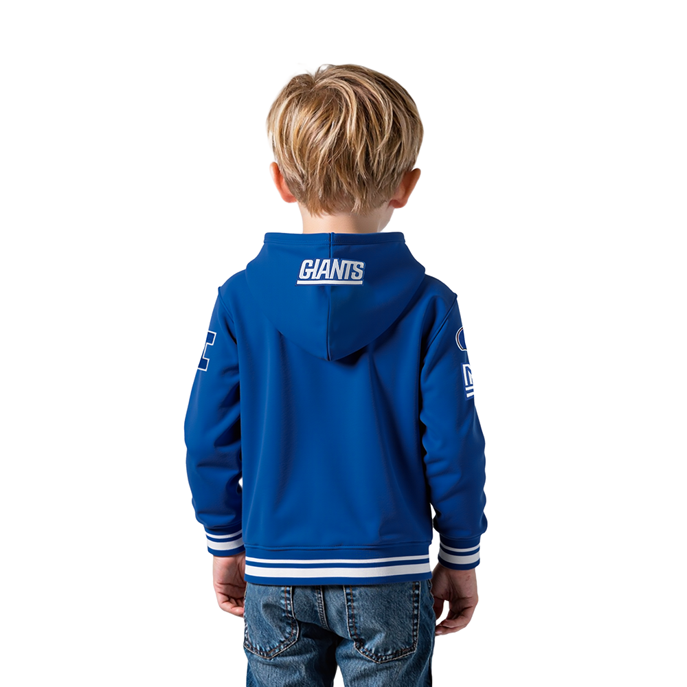 NFL NEW YORK GIANTS RETRO CLASSIC TODDLER BOYS RIB FLEECE PULLOVER HOODIE (DODGER BLUE)