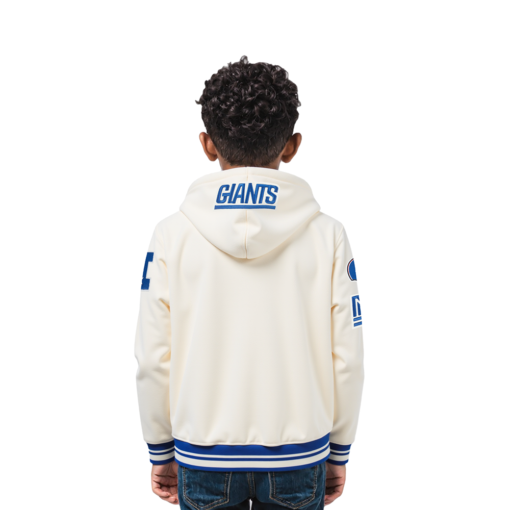 NFL NEW YORK GIANTS RETRO CLASSIC TODDLER BOY'S RIB FLC PO HOODIE (EGGSHELL/DODGER BLUE)