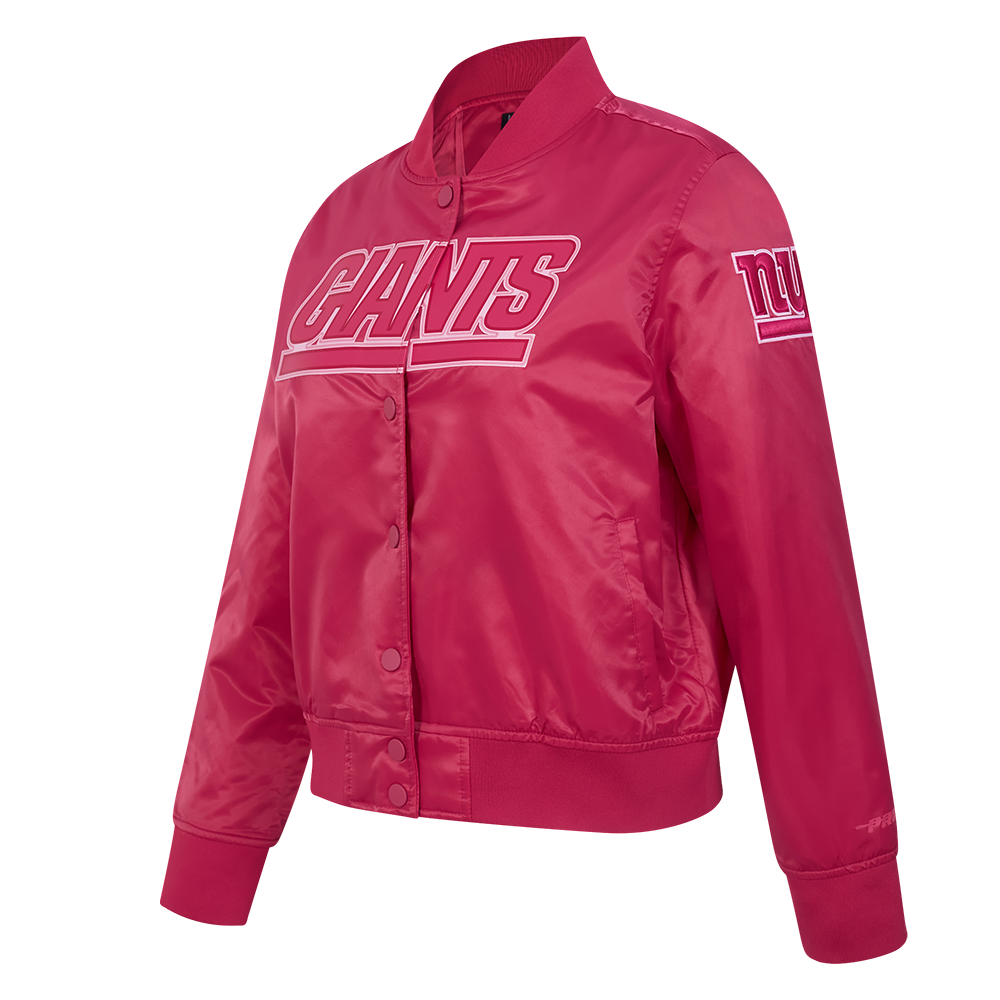 NFL NEW YORK GIANTS TRIPLE PINK WOMEN'S SATIN JACKET (BEETROOT PURPLE)