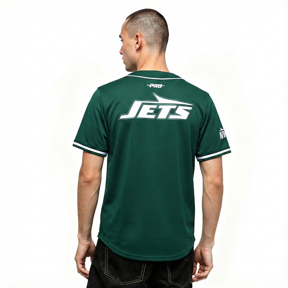 NFL NEW YORK JETS AHMAD "SAUCE" GARDNER #1 CLASSIC MESH PNN MEN'S MESH BUTTON DOWN SHIRT (FOREST GREEN)