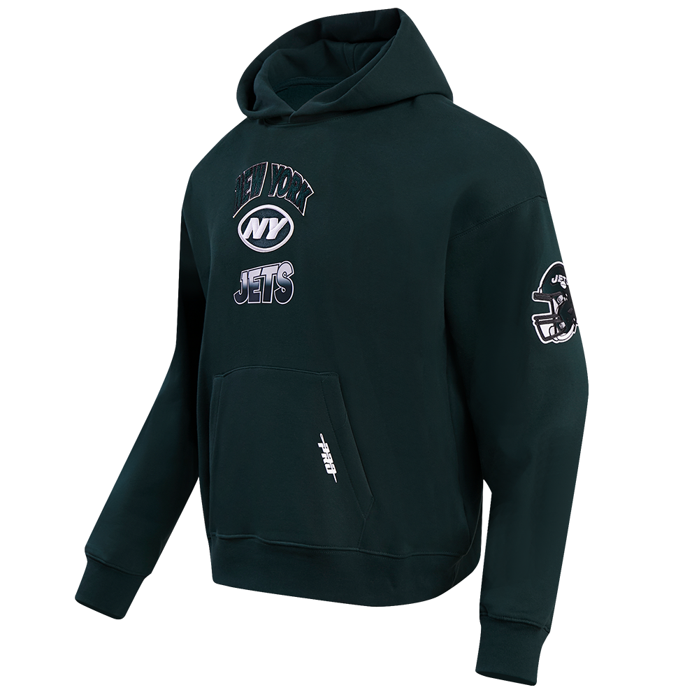 NFL NEW YORK JETS TURN IT UP MEN'S DROP SHOULDER FLC PO HOODIE (FOREST GREEN)