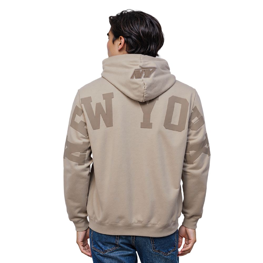 NFL NEW YORK JETS WINGSPAN MEN'S DROP SHOULDER FLC PO HOODIE (TAUPE)