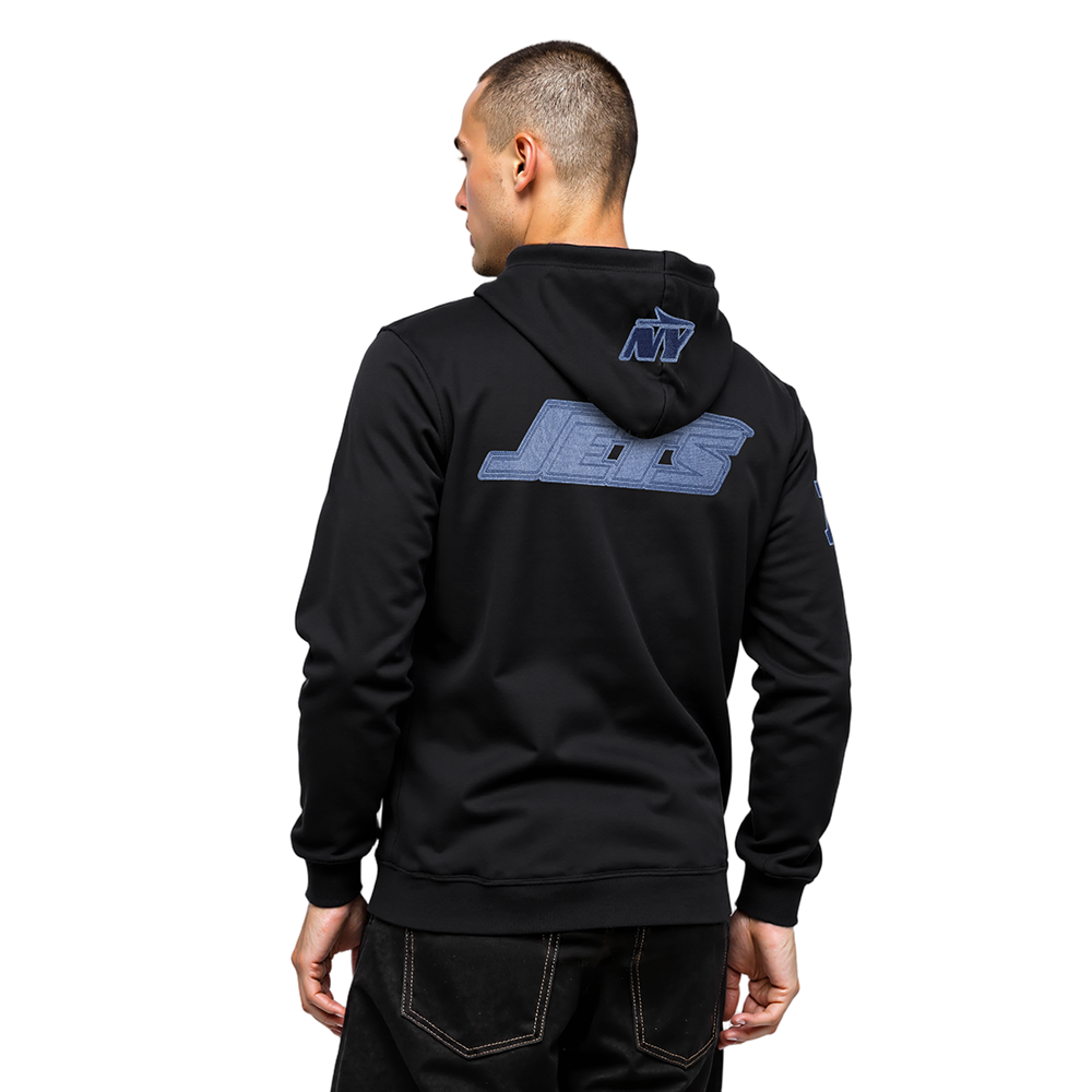 NFL NEW YORK JETS VARSITY BLUES MEN'S FLC PO HOODIE (BLACK)