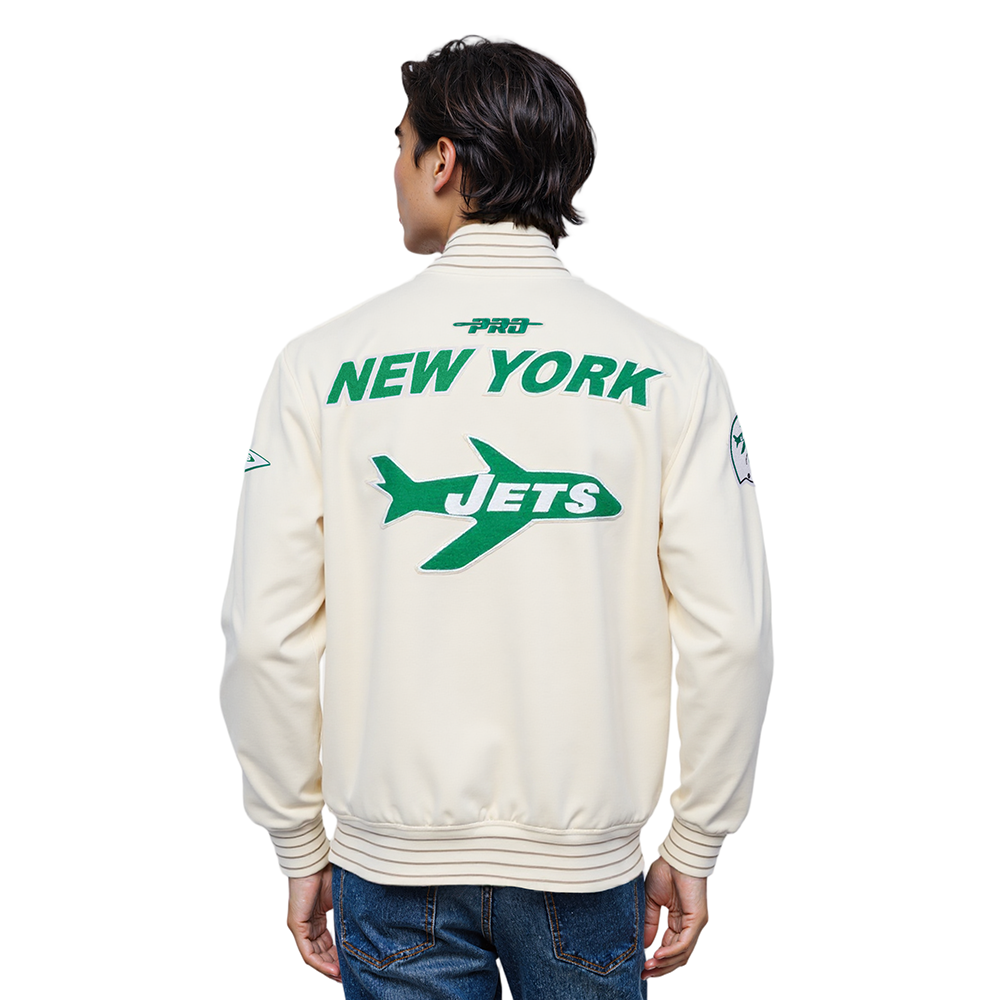 NFL NEW YORK JETS PRO GAME DAY MEN'S RETRO JACKET (EGGSHELL/TAUPE/EGGSHELL)