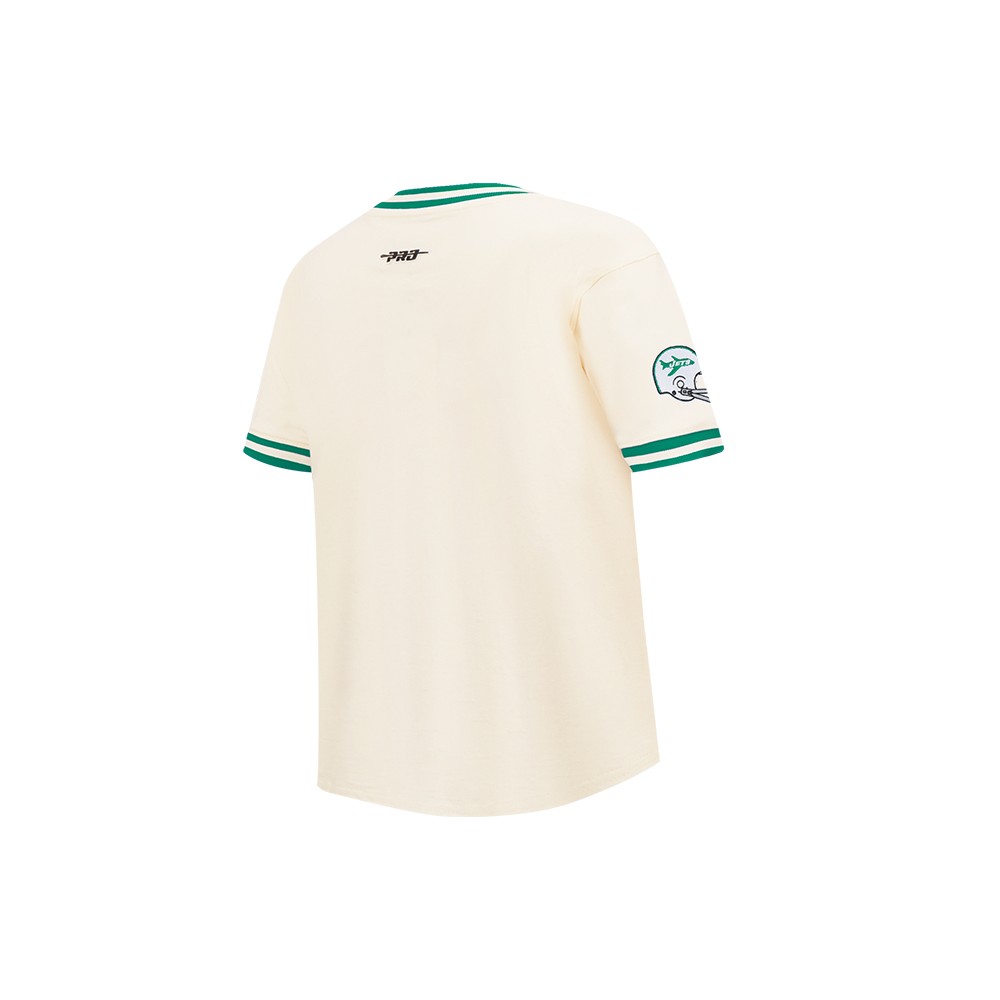 NFL NEW YORK JETS RETRO CLASSIC BIG BOY'S SS STRIPED RIB TEE (EGGSHELL/ KELLY GREEN)
