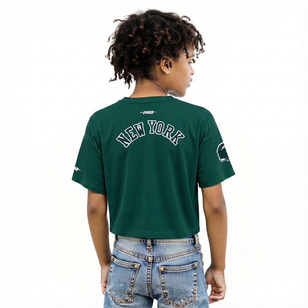 NFL NEW YORK JETS CLASSIC BIG GIRLS SHORT SLEEVE BOXY TEE (FOREST GREEN)