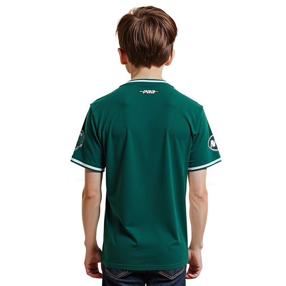 NFL NEW YORK JETS CLASSIC LITTLE BOYS SHORT SLEEVE STRIPED RIB TEE (FOREST GREEN)