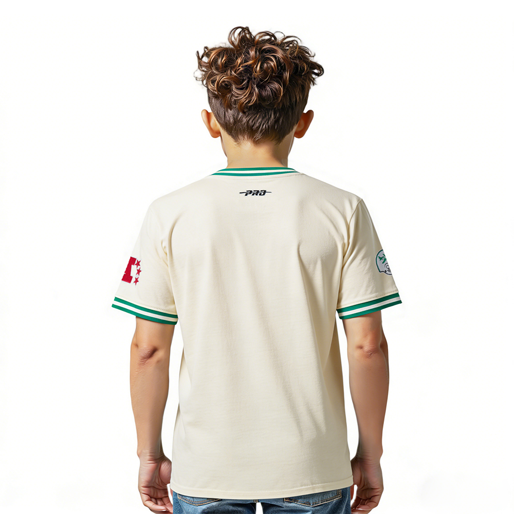 NFL NEW YORK JETS RETRO CLASSIC LITTLE BOY'S SS STRIPED RIB TEE (EGGSHELL/ KELLY GREEN)