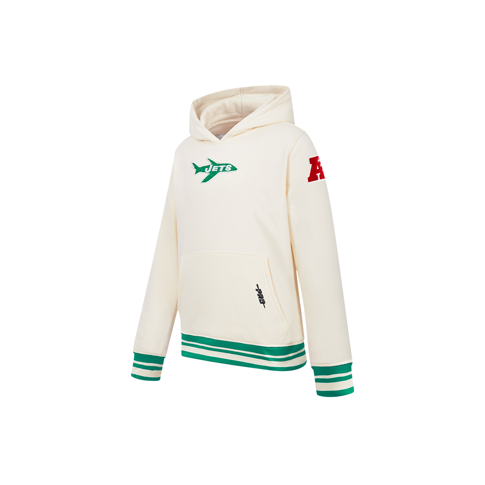 NFL NEW YORK JETS RETRO CLASSIC LITTLE BOY'S RIB FLC PO HOODIE (EGGSHELL/ KELLY GREEN)