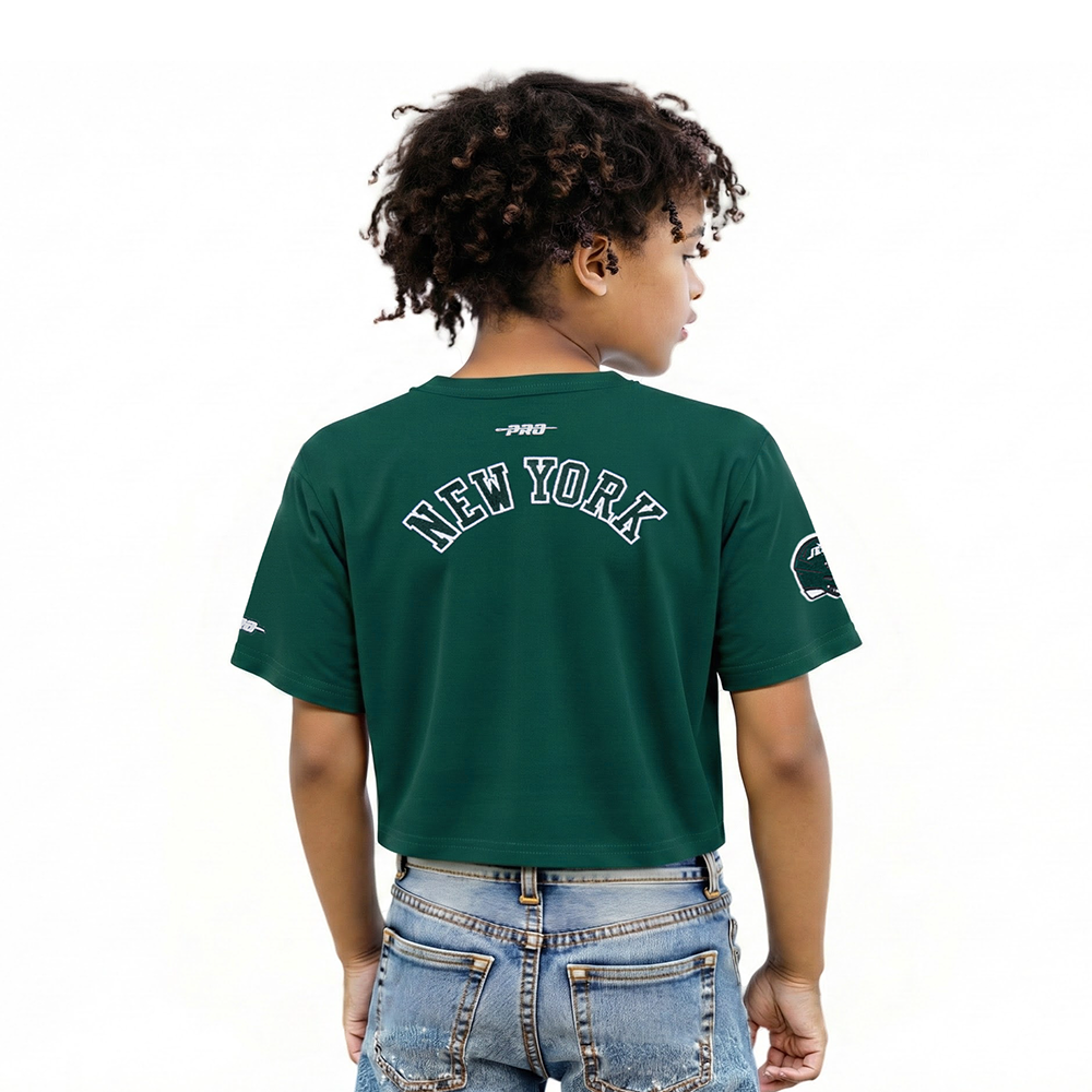 NFL NEW YORK JETS CLASSIC LITTLE GIRLS SHORT SLEEVE BOXY TEE (FOREST GREEN)