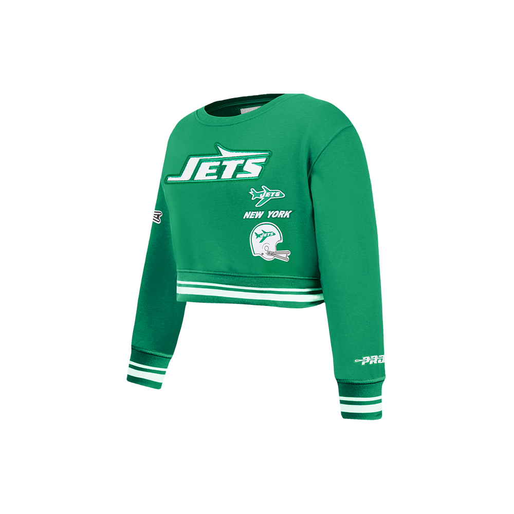 NFL NEW YORK JETS RETRO CLASSIC LITTLE GIRLS  RIB FLEECE CREWNECK (KELLY GREEN)