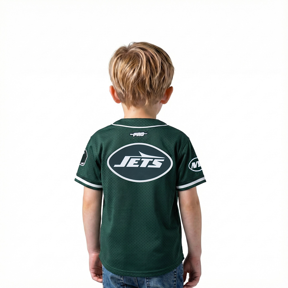 NFL NEW YORK JETS CLASSIC TODDLER BOY'S MESH BUTTON DOWN SHIRT (FOREST GREEN)