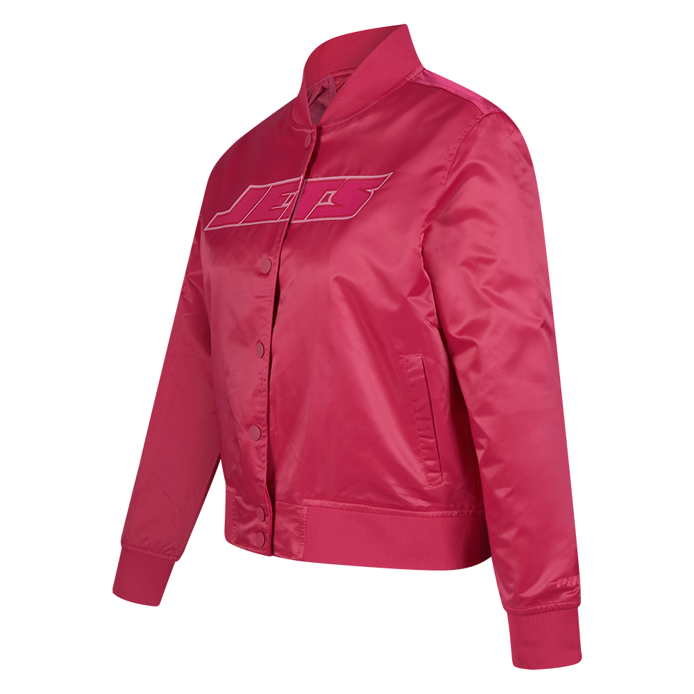 NFL NEW YORK JETS TRIPLE PINK WOMEN'S SATIN JACKET (BEETROOT PURPLE)