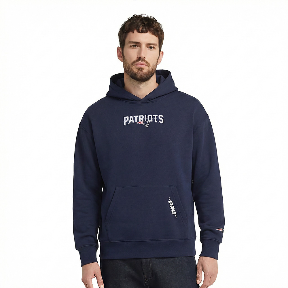 NFL NEW ENGLAND PATRIOTS WINGSPAN MEN'S DROP SHOULDER FLC PO HOODIE (MIDNIGHT NAVY)