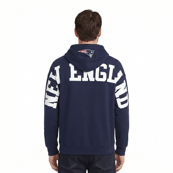 NFL NEW ENGLAND PATRIOTS WINGSPAN MEN'S DROP SHOULDER FLC PO HOODIE (MIDNIGHT NAVY)