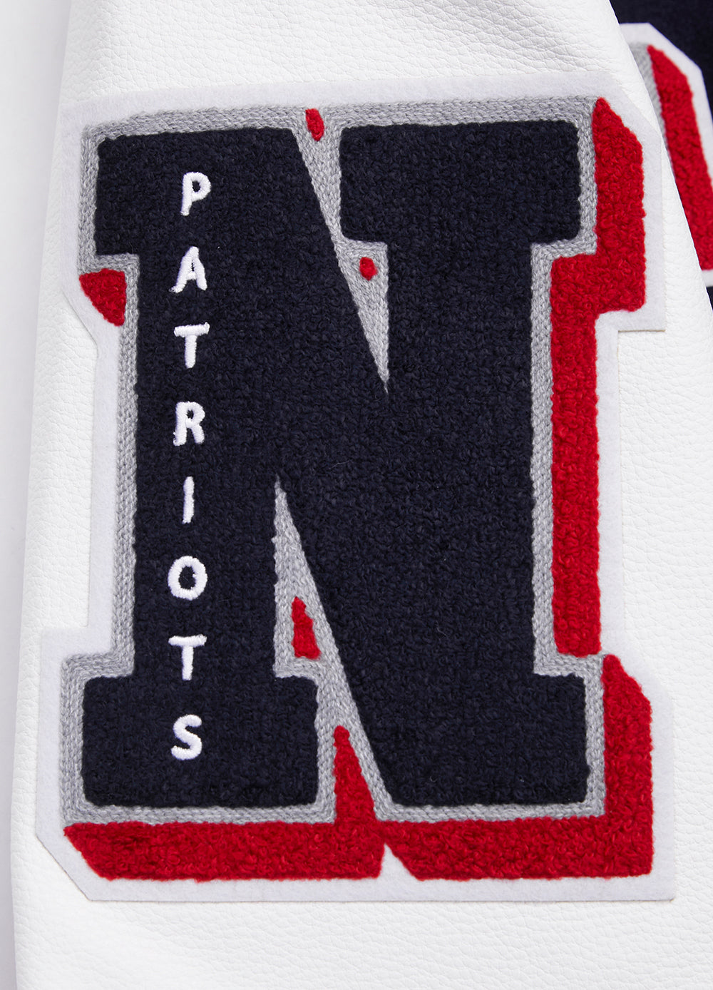 NFL NEW ENGLAND PATRIOTS MASHUP MEN'S RIB WOOL VARSITY JACKET (MIDNIGHT NAVY/RED/MIDNIGHT NAVY)