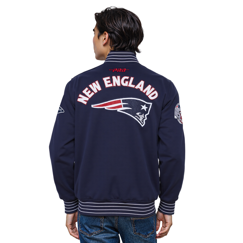 NFL NEW ENGLAND PATRIOTS PRO GAME DAY MEN'S DBL KNIT JACKET (MIDNIGHT NAVY/WHITE)