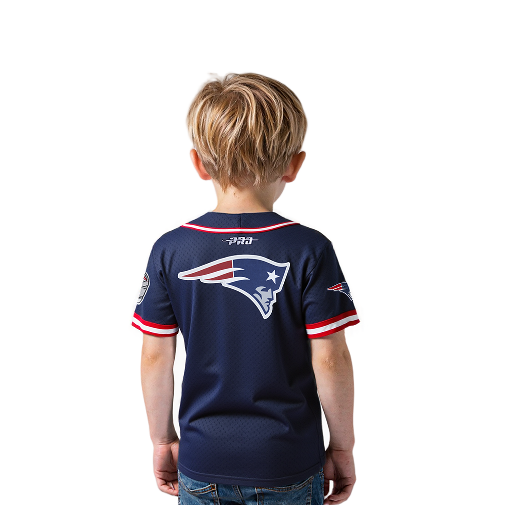 NFL NEW ENGLAND PATRIOTS CLASSIC TODDLER BOY'S MESH BUTTON DOWN SHIRT (MIDNIGHT NAVY/RED)
