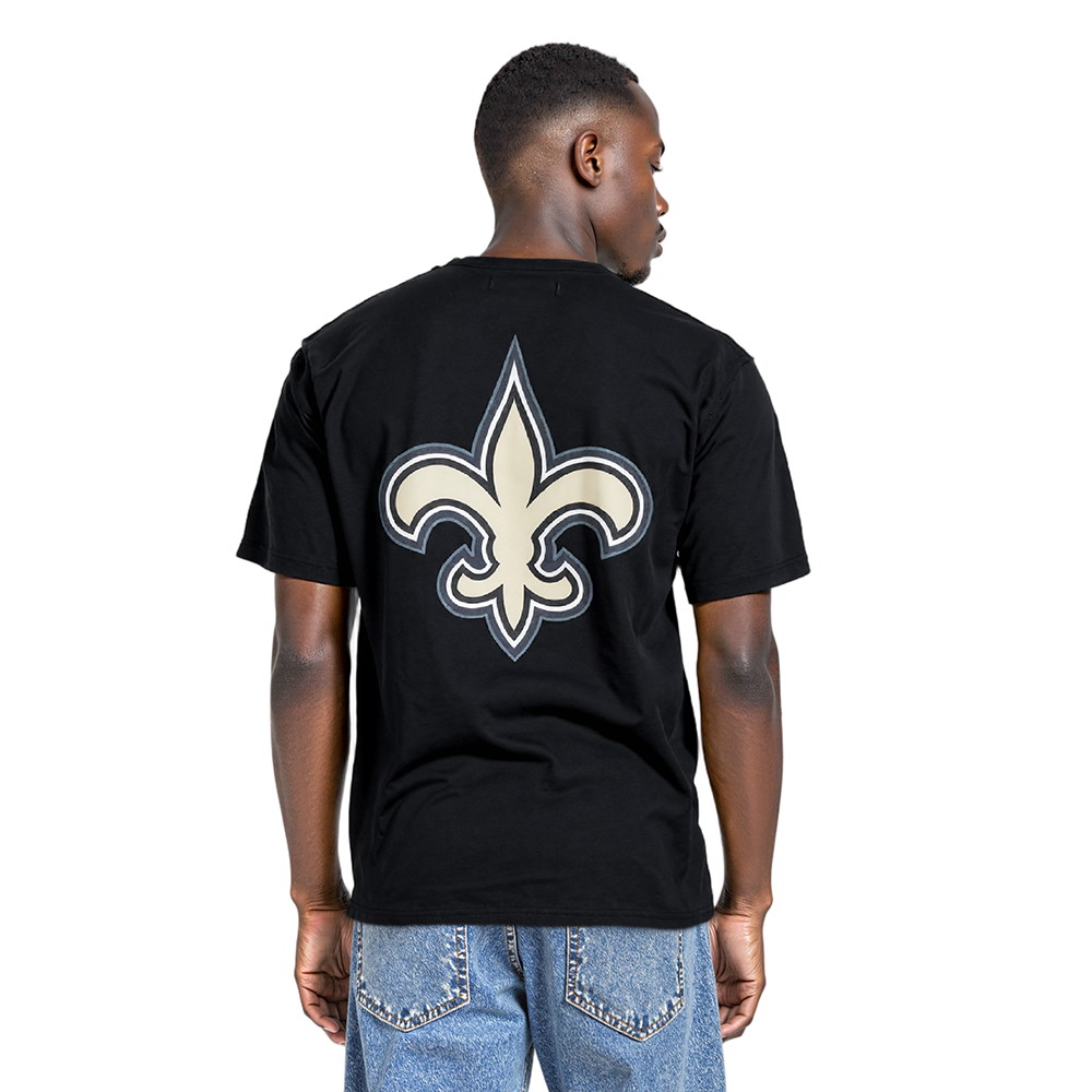 NFL NEW ORLEANS SAINTS CLASSIC MESH STRIPED MEN'S TEE (BLACK)