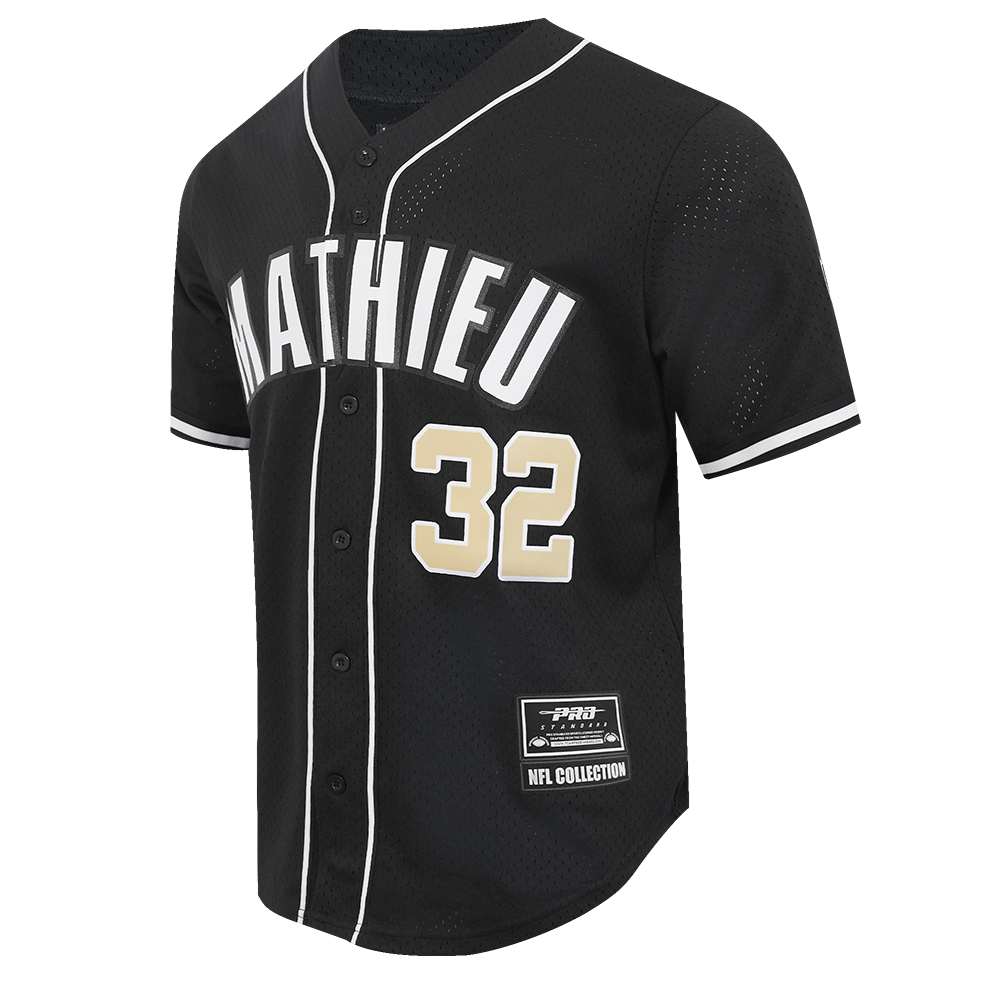 NFL NEW ORLEANS SAINTS TYRANN MATHIEU #32 MESH BUTTON UP SHIRT (BLACK)