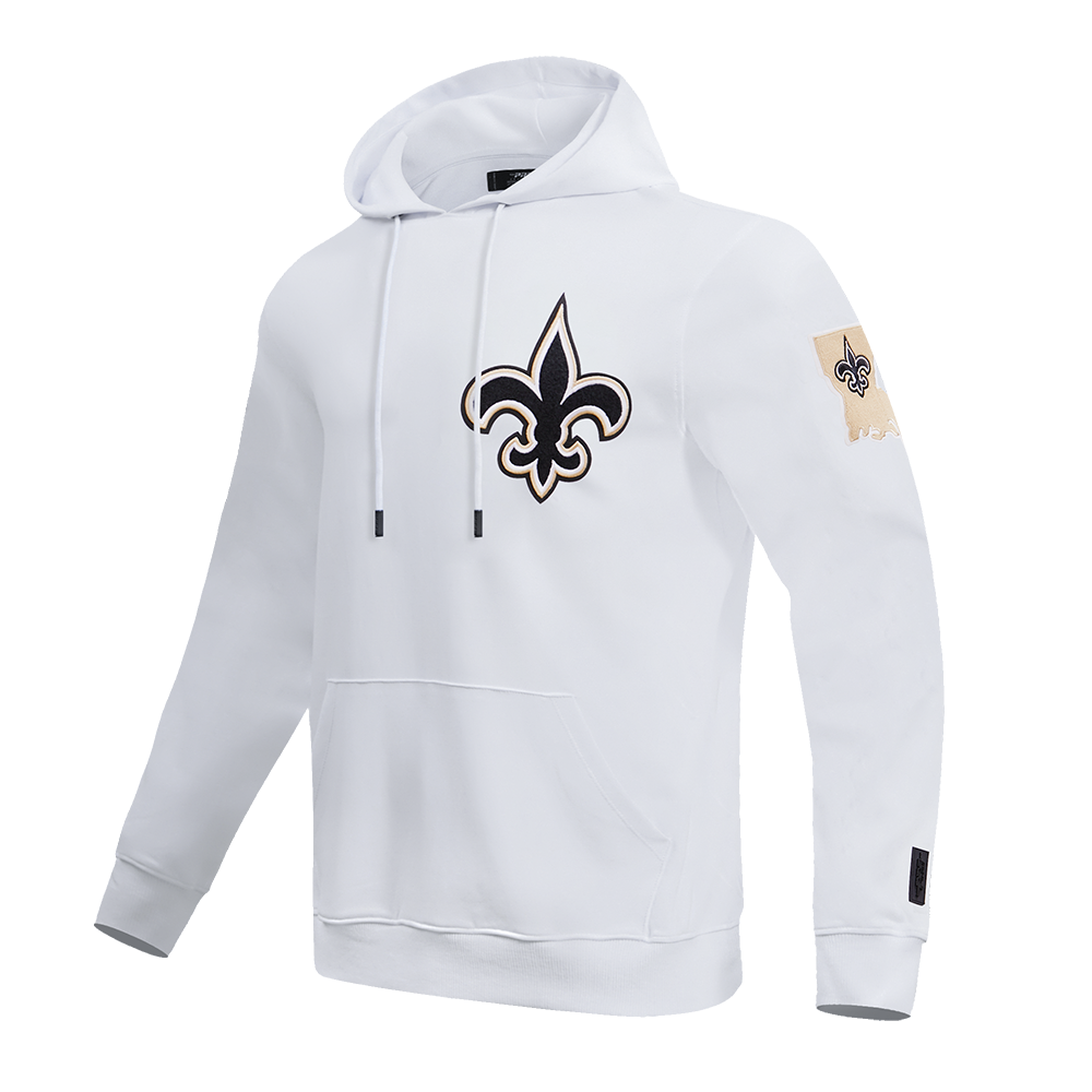 NFL NEW ORLEANS SAINTS CLASSIC CHENILLE DOUBLE KNIT PULLOVER HOODIE (WHITE)