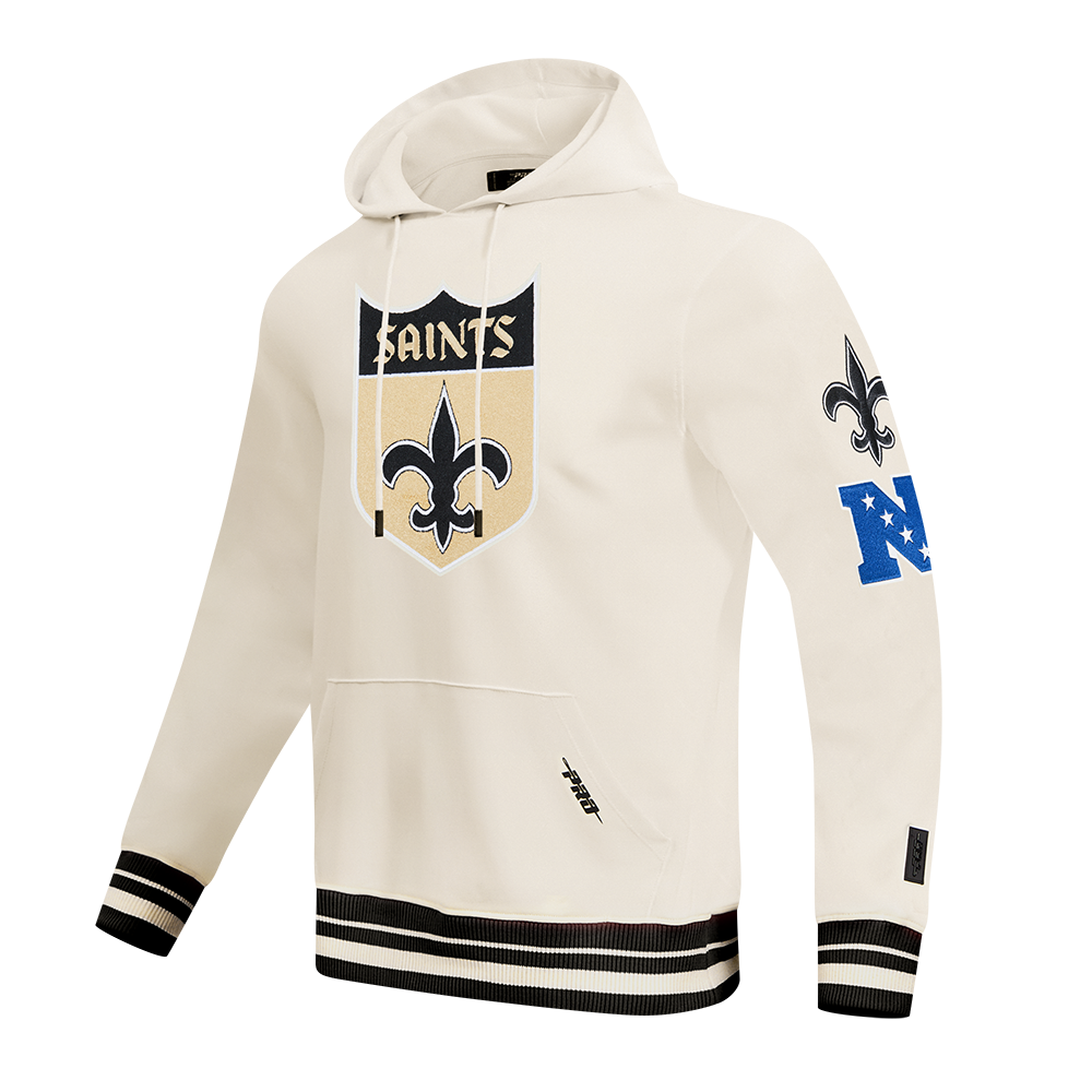 NFL NEW ORLEANS SAINTS RETRO CLASSIC MEN'S RIB PO HOODIE (EGGSHELL/ BLACK)