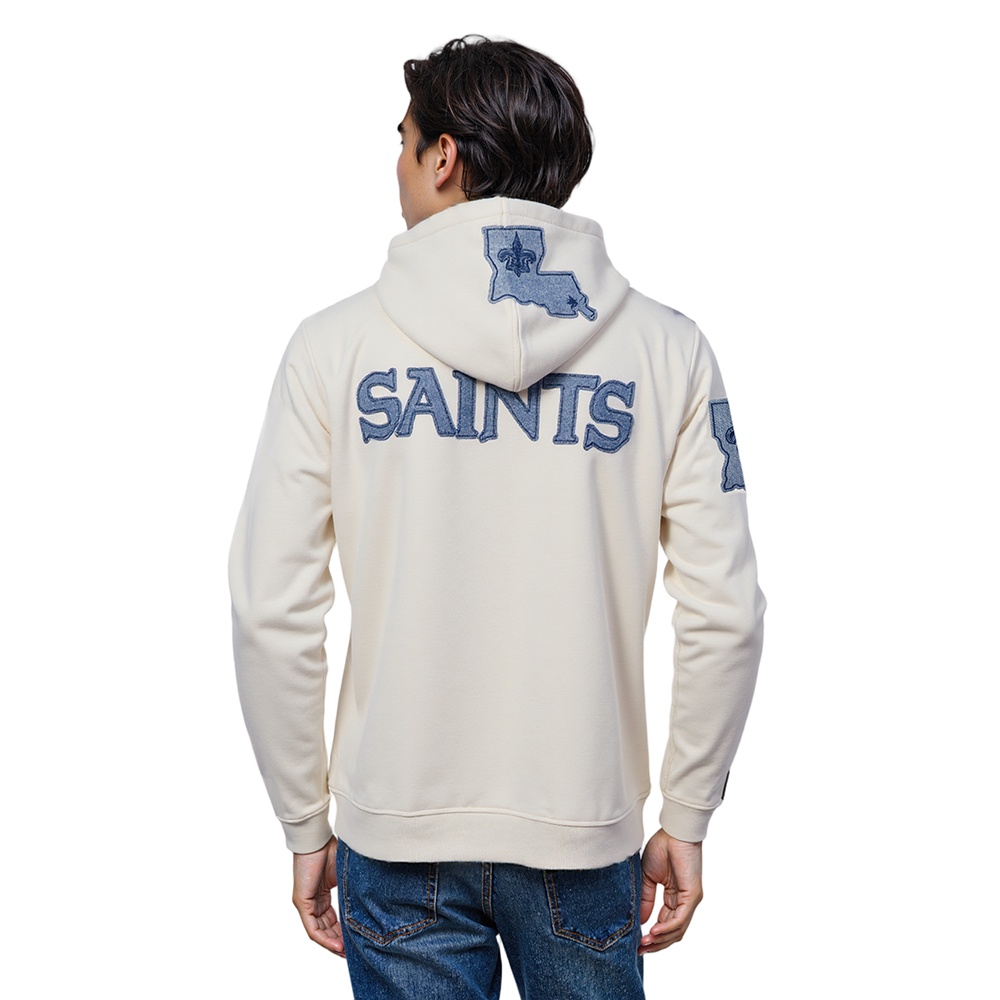 NFL NEW ORLEANS SAINTS VARSITY BLUES MEN'S FLC PO HOODIE (LINEN)