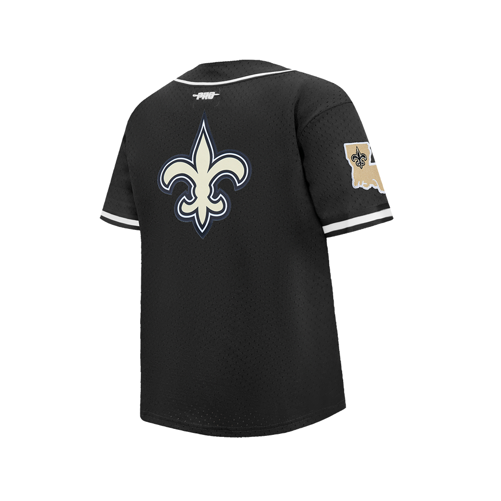 NFL NEW ORLEANS SAINTS CLASSIC BIG BOY'S MESH BUTTON DOWN SHIRT (BLACK)