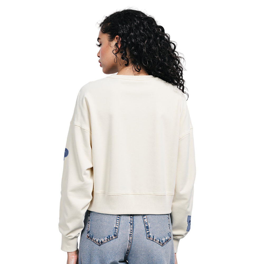 NFL NEW ORLEANS SAINTS VARSITY BLUES WOMEN'S FLC CREWNECK (LINEN)