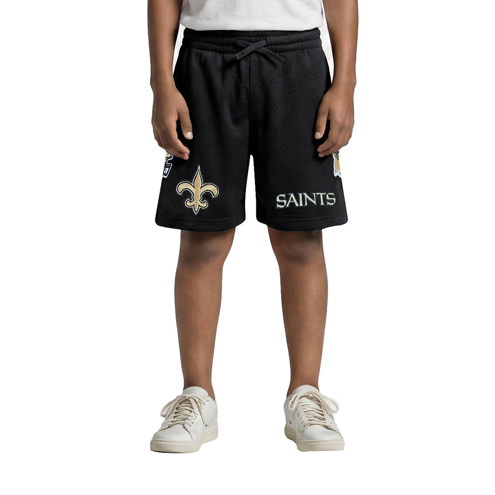 NFL NEW ORLEANS SAINTS CLASSIC LITTLE BOY'S MESH SHORT (BLACK)