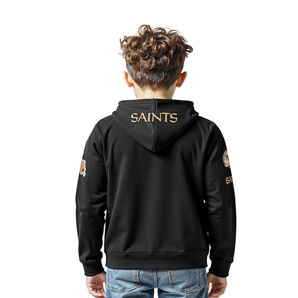NFL NEW ORLEANS SAINTS CLASSIC LITTLE BOYS FLEECE PULLOVER HOODIE (BLACK)