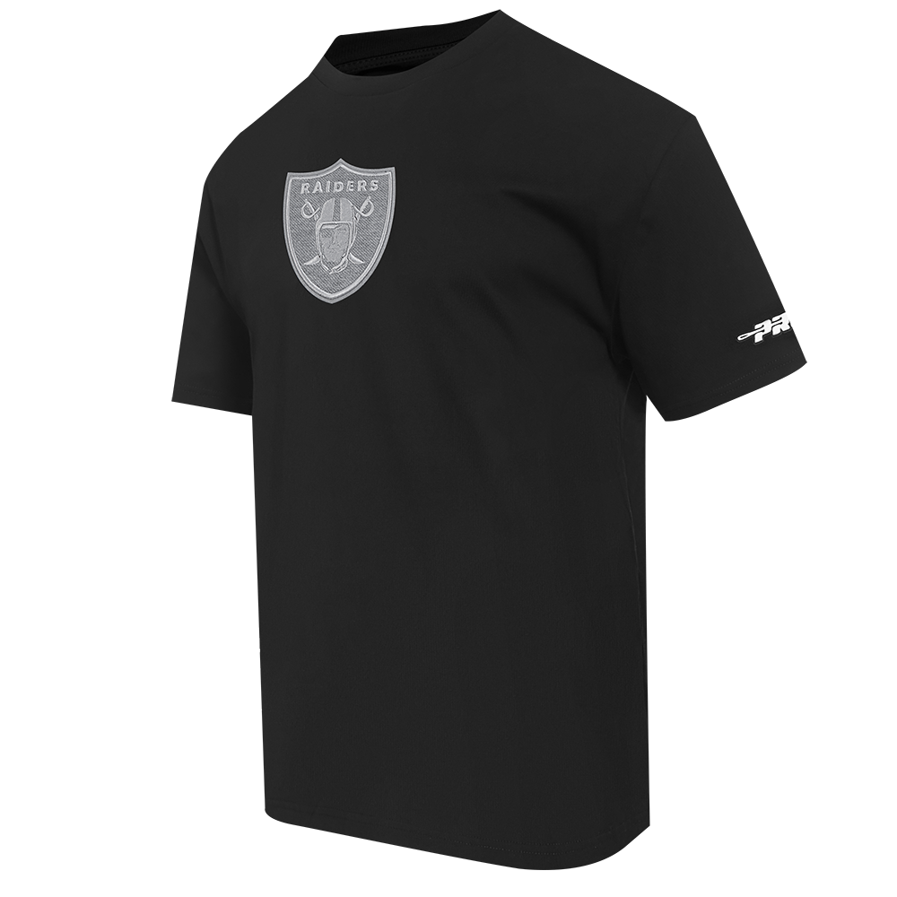 NFL LAS VEGAS RAIDERS REVERSE FRENCH TERRY MEN'S COTTON JERSEY DROP SHOULDER TEE (BLACK)