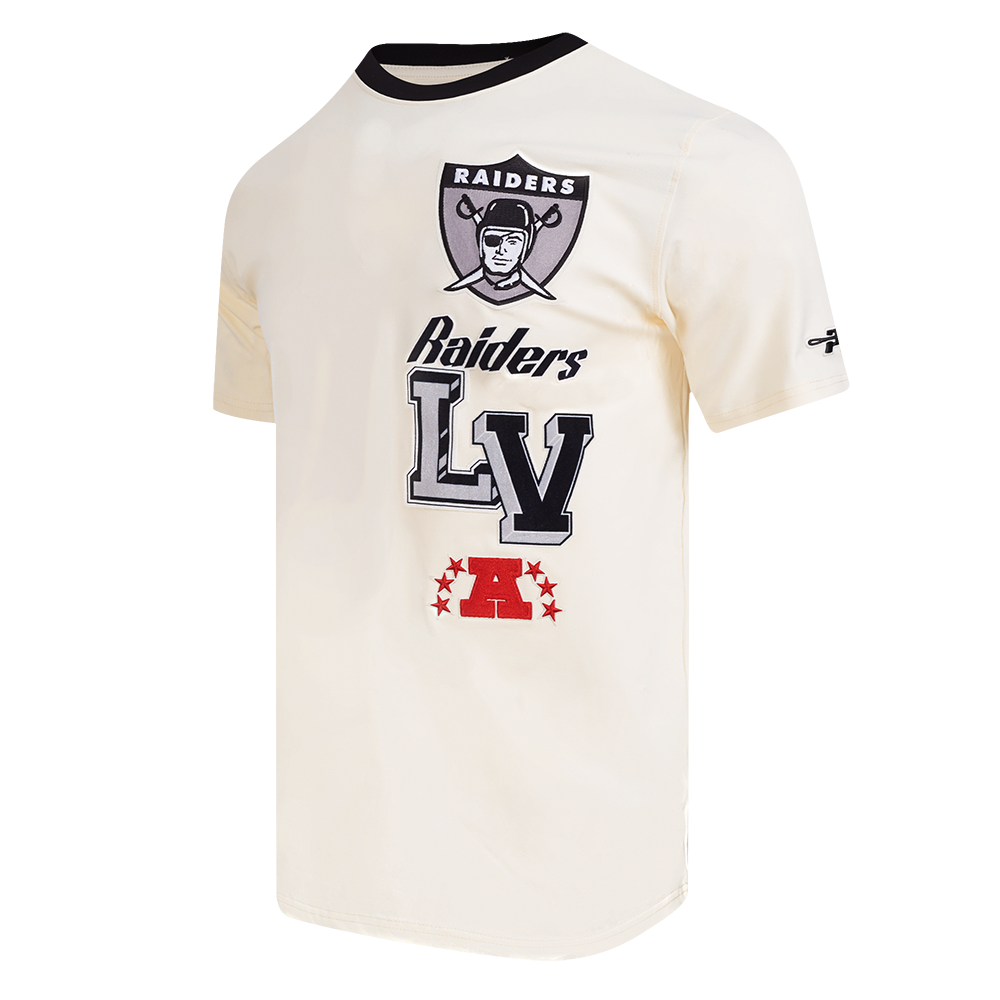 NFL LAS VEGAS RAIDERS RETRO CASCADE MEN'S RINGER TEE (EGGSHELL/ BLACK)