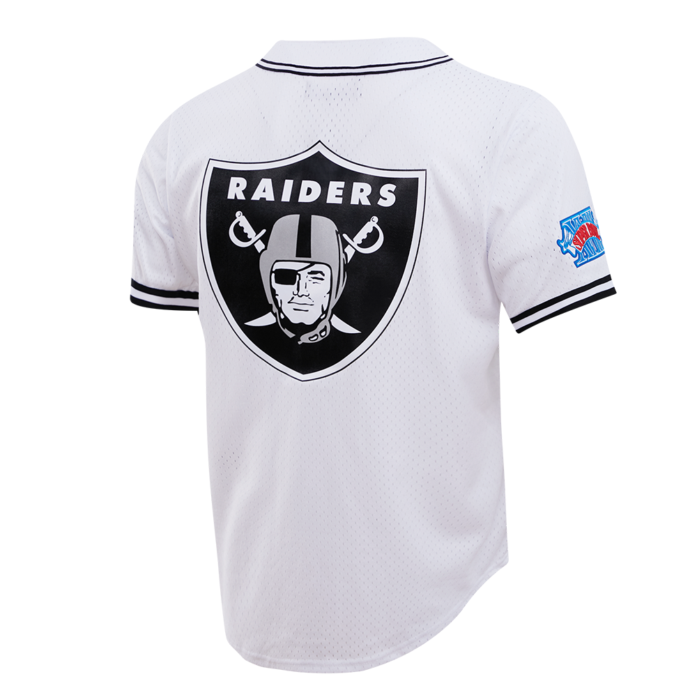 NFL LAS VEGAS RAIDERS LOGO MEN S MESH BUTTON DOWN JERSEY WHITE Pro Standard