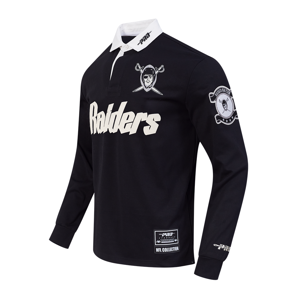 NFL LAS VEGAS RAIDERS MODERN ORIGINALS MEN'S LS RUGBY (BLACK)