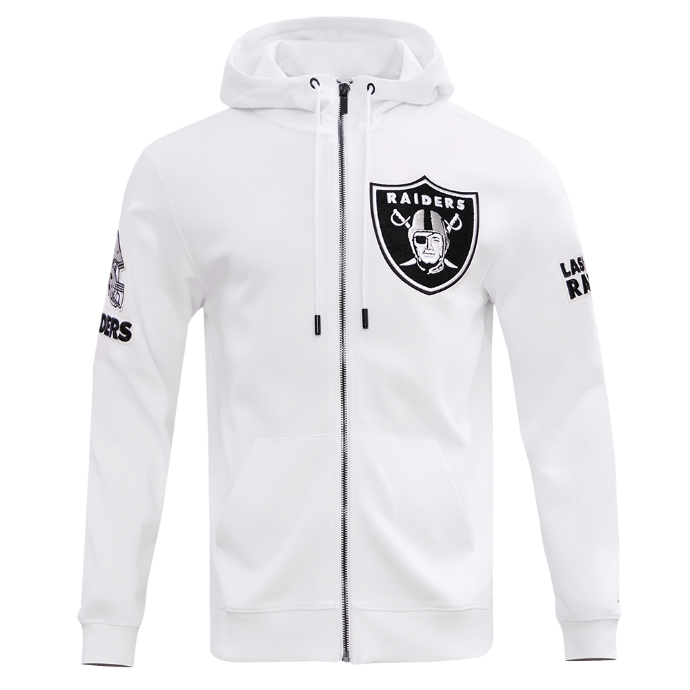 NFL LAS VEGAS RAIDERS CLASSIC CHENILLE MEN S FZ HOODIE WHITE