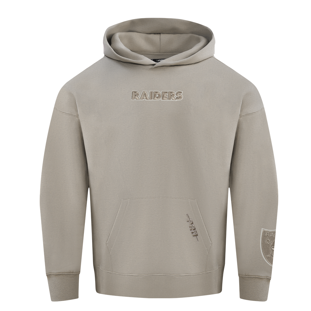 NFL LAS VEGAS RAIDERS WINGSPAN MEN'S DROP SHOULDER FLEECE PULLOVER HOODIE (TAUPE)