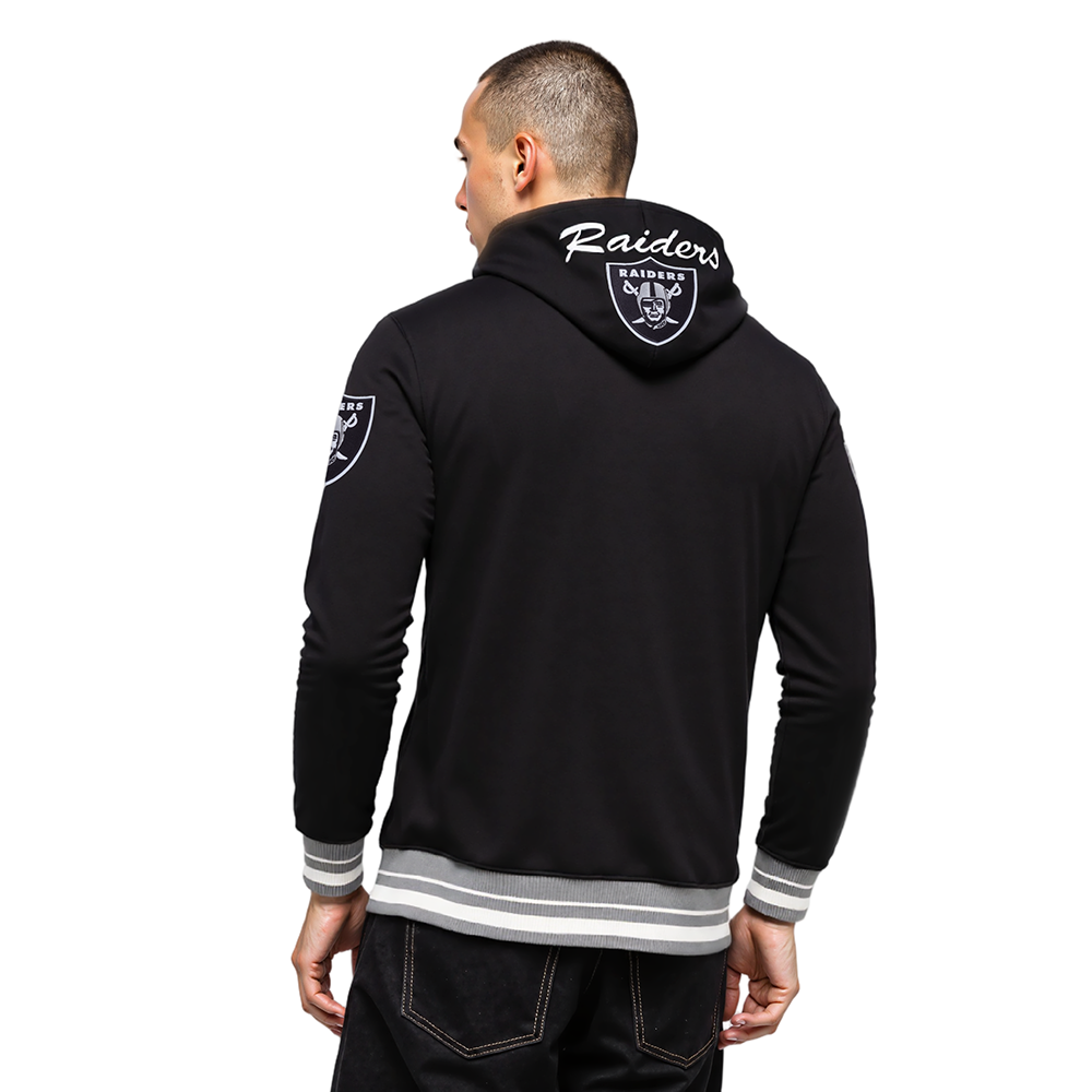 NFL LAS VEGAS RAIDERS TEAM BADGE MEN'S RIB PO HOODIE (BLACK/GRAY)