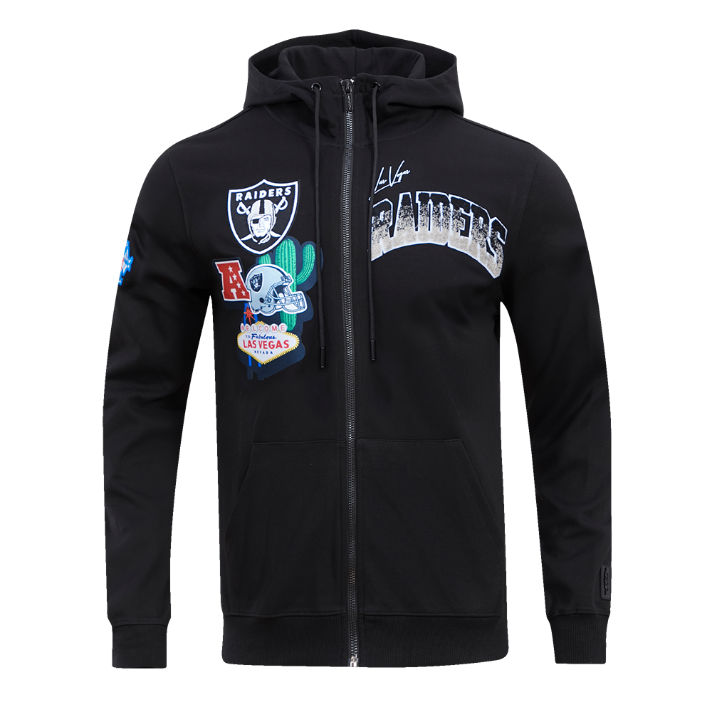 LAS VEGAS RAIDERS CLASSIC CHENILLE DK FZ PO HOODIE (BLACK)