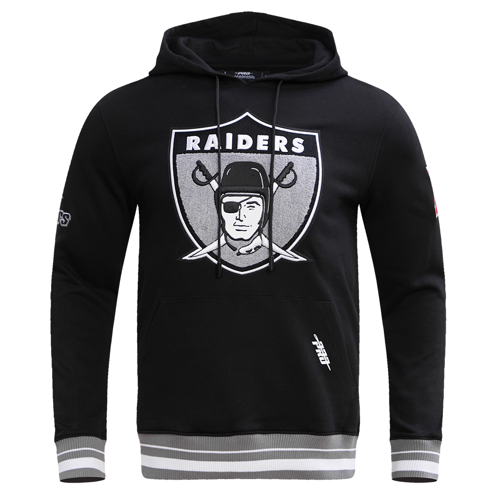 OAKLAND RAIDERS RETRO CLASSIC FLC CROPPED PO HOODIE (BLACK/GREY