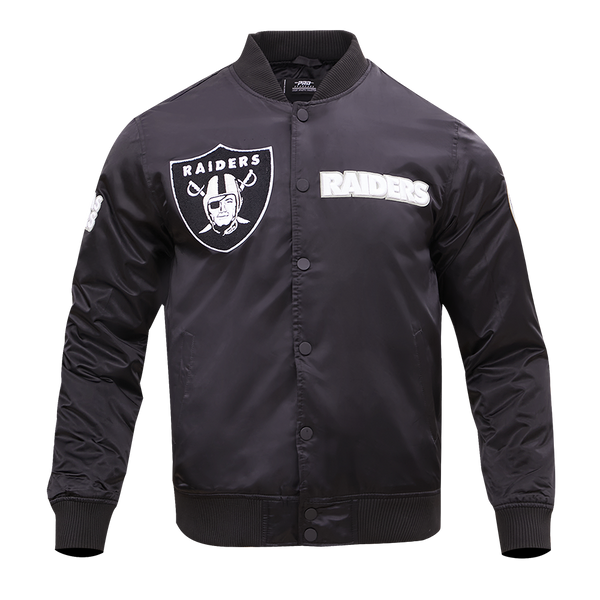 LAS VEGAS RAIDERS CHEST HIT LOGO SATIN JACKET (BLACK) – Pro Standard