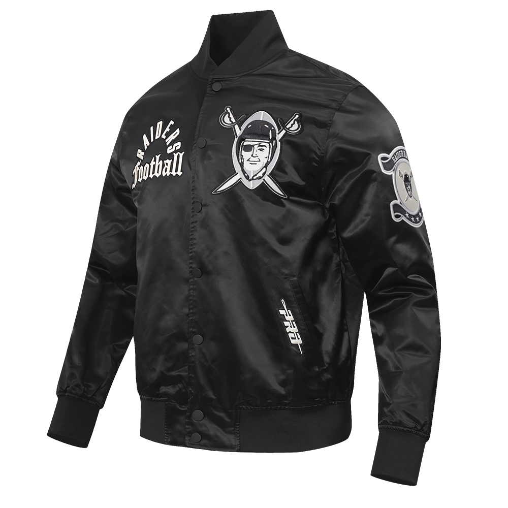 NFL LAS VEGAS RAIDERS MODERN ORIGINALS MEN'S SATIN JACKET (BLACK)