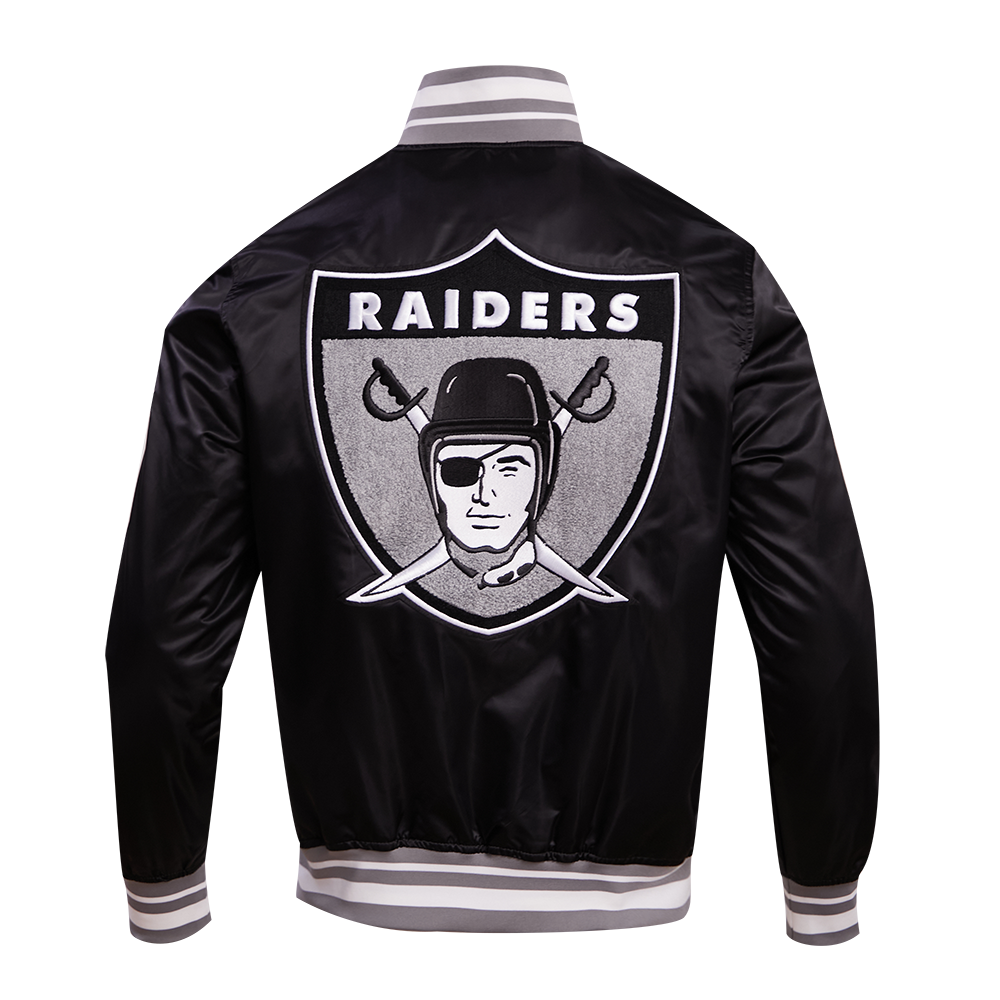 NFL OAKLAND RAIDERS RETRO CLASSIC MEN'S RIB SATIN JACKET (BLACK/GREY) – Pro  Standard